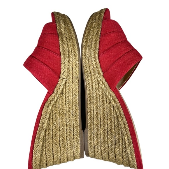 Lauren Ralph Lauren Red Karlia Canvas Espadrille Wedge Sandals Open Toe Slip On - Picture 6 of 7